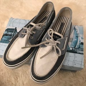 Navy and White Sherry Top-Sider shoes
